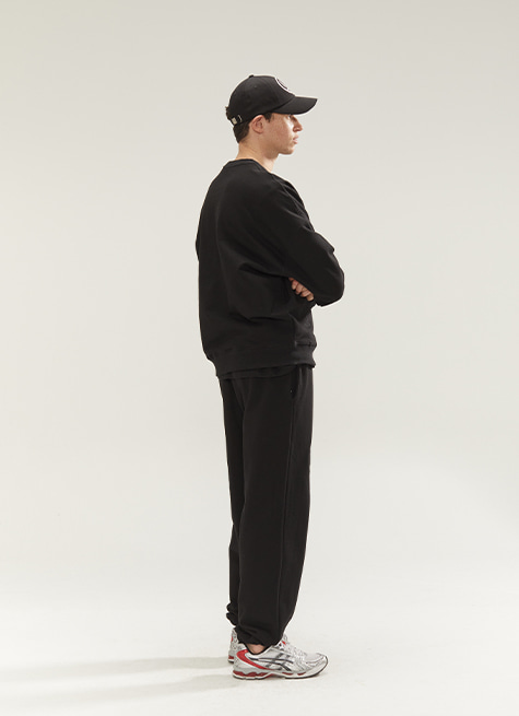 [FACE LINE] FACE FRIENDS EMBROIDERY SWEAT SET UP_BLACK