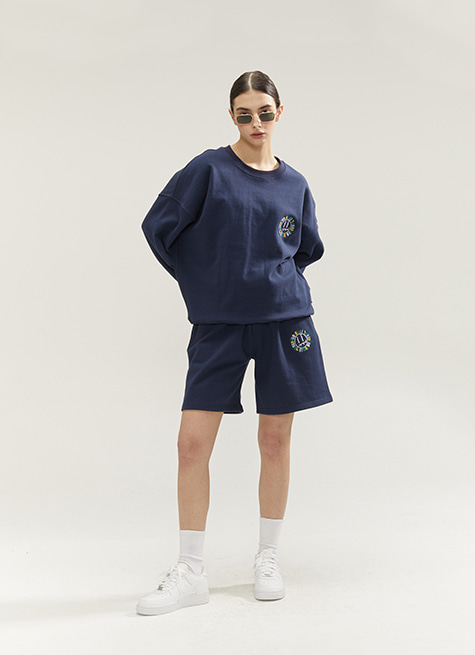[FACE LINE] LETTERING FACE EMBROIDERY SHORTS_NAVY