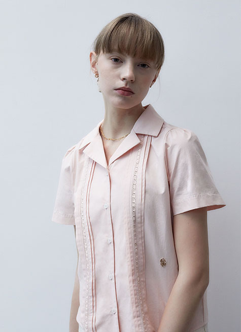 ELLY LACE PUFF BLOUSE_PINK