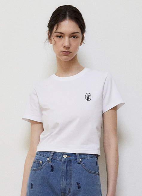 CLASSIC LOGO EMBROIDERY CROP T-SHIRT_WHITE