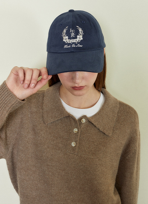 Washed Color Crown Logo Ball Cap_Navy